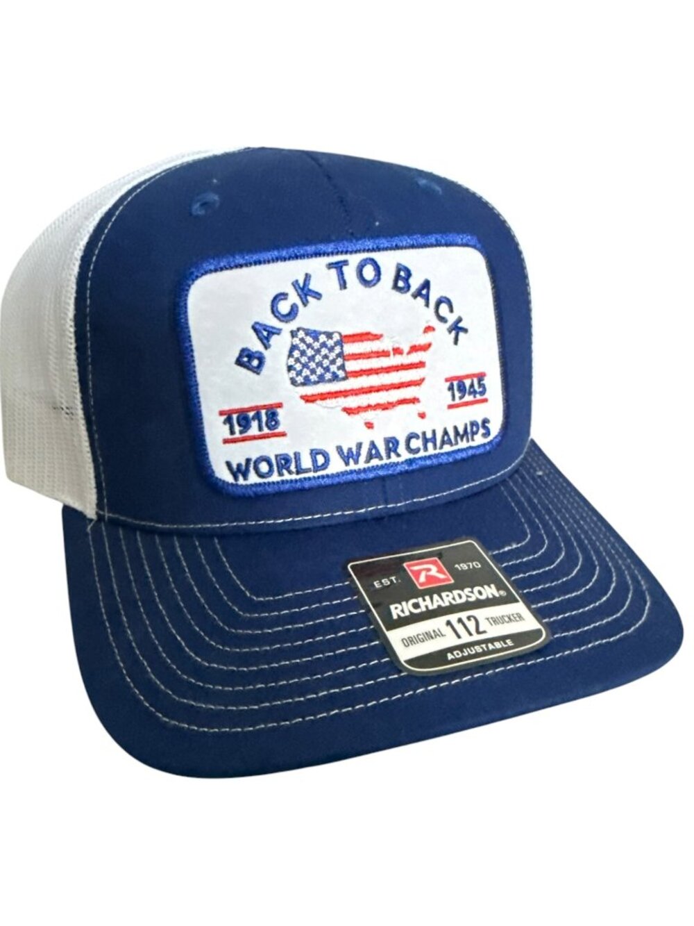 BACK TO BACK WORLD WAR CHAMPS!! Custom Richardson 112 Blue & White Snapback Hat